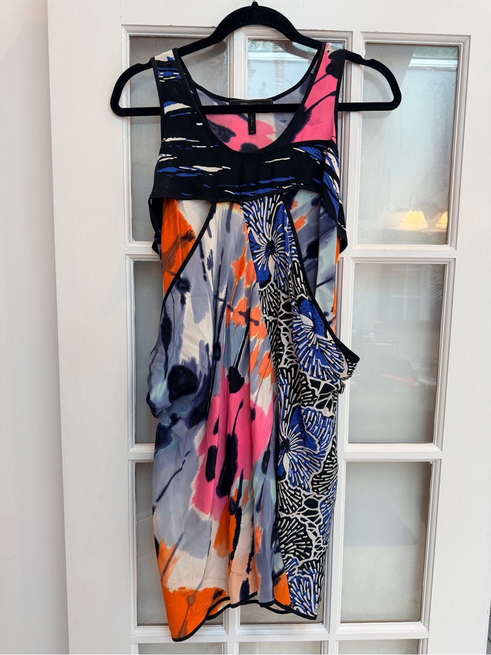 Vintage BCBGMAXAZRIA Y2K Miami Silk Draped Silhouette Chic Floral Dress Size XS